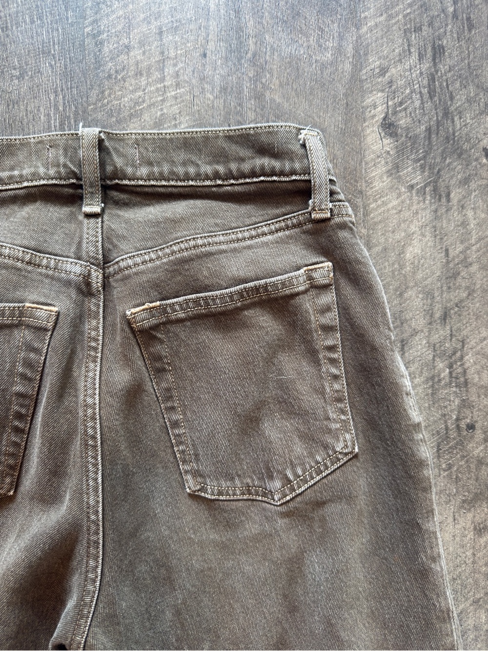 Abercrombie & Fitch Women's Straight-Leg Jeans — Olive Brown - Picture 4 of 4